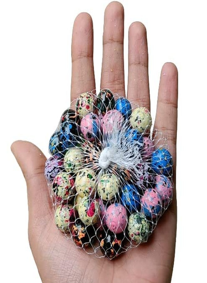 Parakh Decorative Multicolour Round Printed Balls Marble Pebbles for Vase Fillers, Glass Gems Stone, Aquarium Fish Tank, Party Decoration 400gm - Image 1